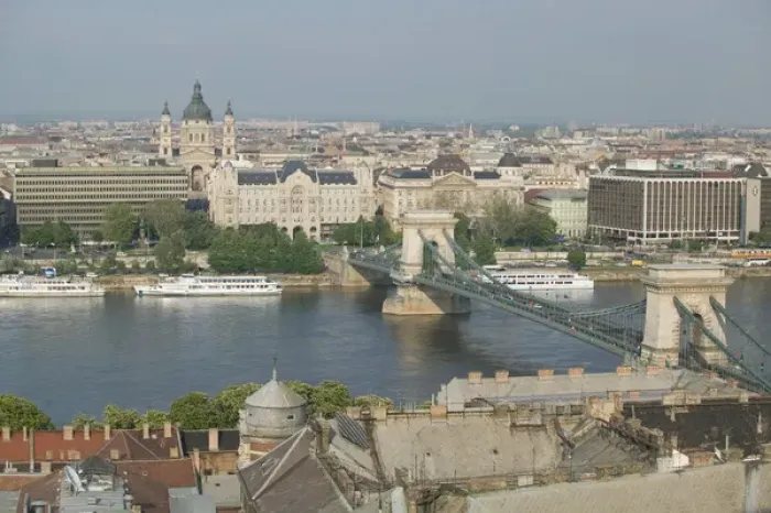 Framed Print : HUNGARY-Budapest: Buda / Castle Hill View of- Danube River & Vizivaros (Watertown) Framed Print : HUNGARY-Budapest: Buda / Castle Hill View of- Danube River & Vizivaros (Watertown)