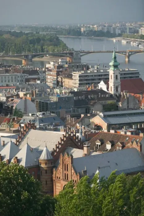 Framed Print : HUNGARY-Budapest: Buda / Castle Hill View of- Danube River & Vizivaros (Watertown) Framed Print : HUNGARY-Budapest: Buda / Castle Hill View of- Danube River & Vizivaros (Watertown)