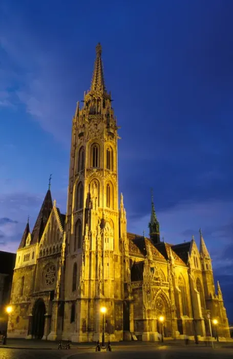 Framed Print : Hungary, Budapest, Buda Castle. Matyas church at dusk Framed Print : Hungary, Budapest, Buda Castle. Matyas church at dusk