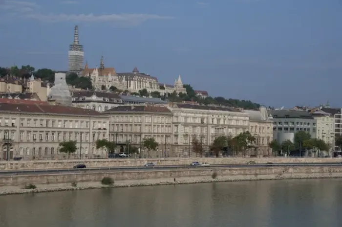 Framed Print : Hungary, Budapest. Early morning view from Pest across the Danube River to Castle