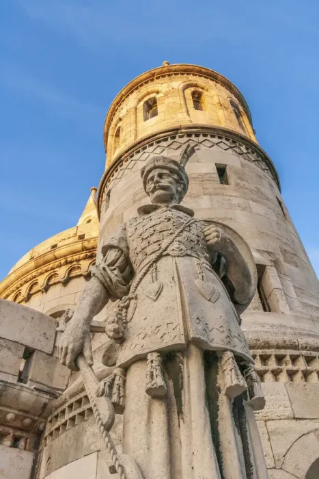 Framed Print : Hungary, Budapest. Fishermans Bastion and statue of Janos Hunyadi Framed Print : Hungary, Budapest. Fishermans Bastion and statue of Janos Hunyadi