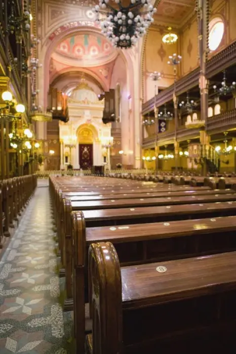 Framed Print : HUNGARY-Budapest: The Great Synagogue - Biggest in Europe Interior - Pew Detail