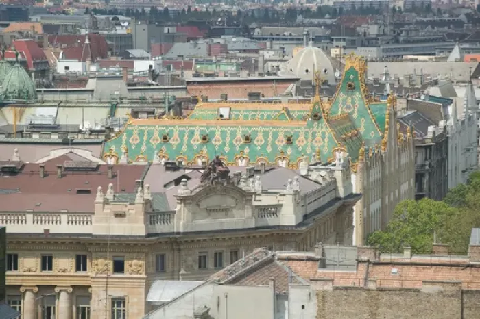 Framed Print : HUNGARY-Budapest: Roof of Post Office Savings Bank Building- b. 1901 by Odon Lechner Framed Print : HUNGARY-Budapest: Roof of Post Office Savings Bank Building- b. 1901 by Odon Lechner