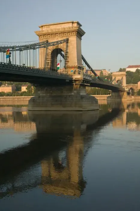 Framed Print : HUNGARY-Budapest: Szechenyi (Chain) Bridge & Danube River  /  Dawn