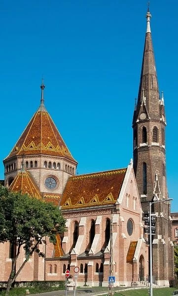 Hungary, Budapest. Szilagyi Dezso Evangelical Church. Outside view. Neo-gothic style