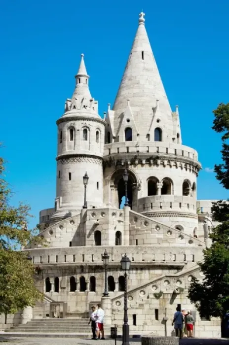Framed Print : Hungary, Budapest. View of Fishermans Bastion, designed by Frigyes Schlek in Framed Print : Hungary, Budapest. View of Fishermans Bastion, designed by Frigyes Schlek in