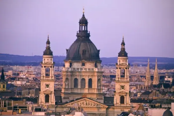 Framed Print : HUNGARY, Budapest. View of St. Stephens Basilica from Castle Hill. (RF) Framed Print : HUNGARY, Budapest. View of St. Stephens Basilica from Castle Hill. (RF)