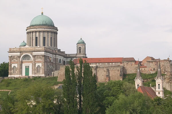 HUNGARY-DANUBE BEND-Estergom: View of Estergom Basilica (b. 1856) Largest Church