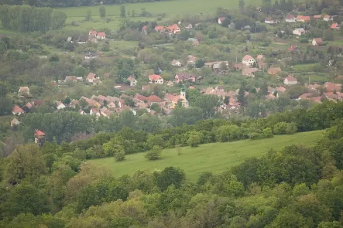 Framed Print : HUNGARY-DANUBE BEND-Kismaros: Danube River Town View from Nagy-Villam Lookout