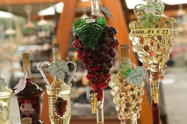 HUNGARY-DANUBE BEND-Szentendre: Hungarian Wine in Fancy Bottles Danube River