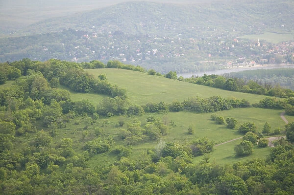 HUNGARY-DANUBE BEND-Visegrad: Danube River f& Hills from Visegrad Citadel