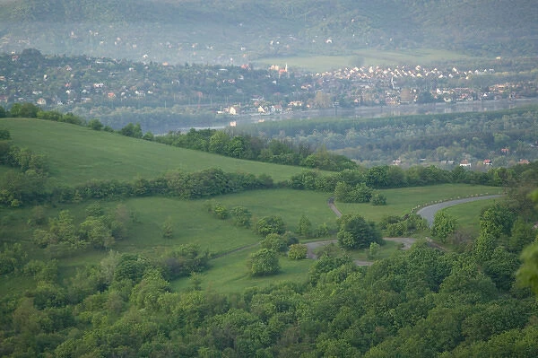 HUNGARY-DANUBE BEND-Visegrad: View of Danube River Hillsides