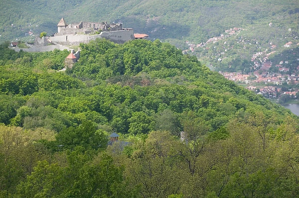 HUNGARY-DANUBE BEND-Visegrad: Visegrad Citadel (b. 1259) - Viewed from Nagy Villam