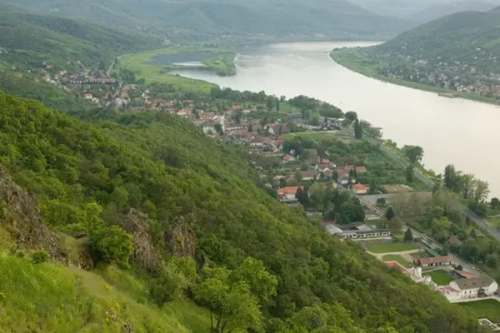 Framed Print : HUNGARY-DANUBE BEND-Visegrad: Visegrad Citadel (b. 1259) - View of Danube River