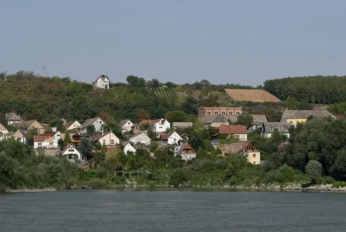 Framed Print : Hungary. Danube River view near Kalocsa. Typical homes and small vineyard Framed Print : Hungary. Danube River view near Kalocsa. Typical homes and small vineyard