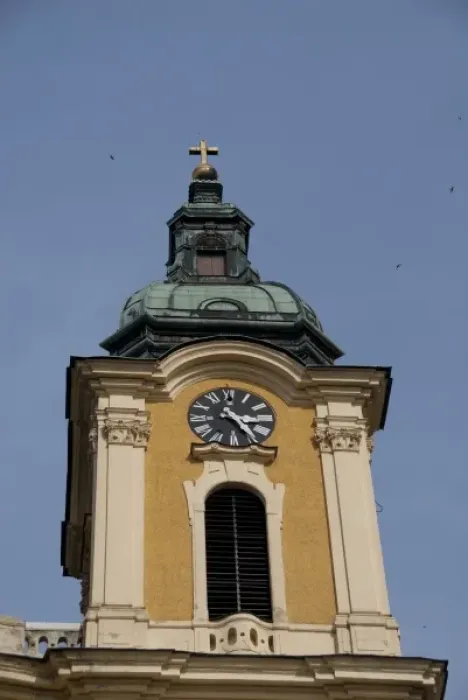 Framed Print : Hungary, Kalocsa. Historic baroque Kalocsa Cathedral, exterior. Bell tower with clock Framed Print : Hungary, Kalocsa. Historic baroque Kalocsa Cathedral, exterior. Bell tower with clock