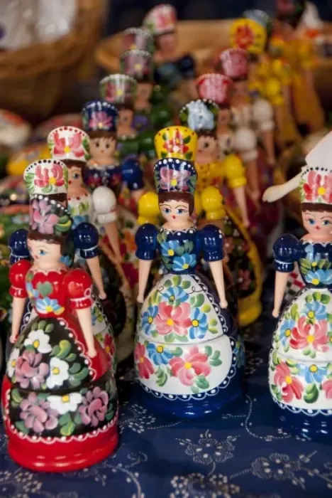 Framed Print : Hungary, Kalocsa. Typical Hungarian souvenirs, wooden dolls in traditional costume Framed Print : Hungary, Kalocsa. Typical Hungarian souvenirs, wooden dolls in traditional costume