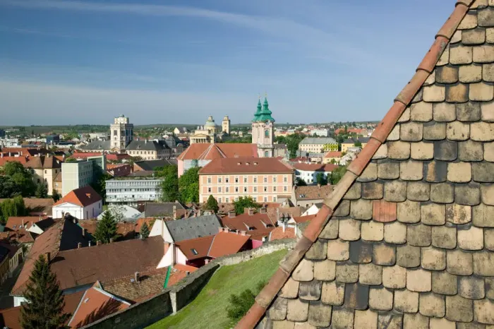 Framed Print : HUNGARY-Northern Uplands- EGER: Morning Town View from Eger Castle