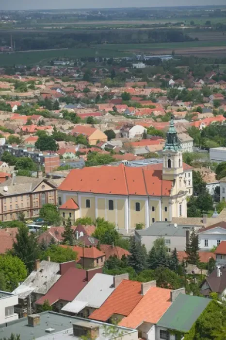 Framed Print : HUNGARY-Southern Transdanubia-SZEKSZARD: Town View with Inner City Catholic Church Framed Print : HUNGARY-Southern Transdanubia-SZEKSZARD: Town View with Inner City Catholic Church