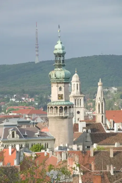 Framed Print : HUNGARY-WESTERN TRANSDANUBIA-Sopron: Town View & Firewatch Tower / Morning Framed Print : HUNGARY-WESTERN TRANSDANUBIA-Sopron: Town View & Firewatch Tower / Morning