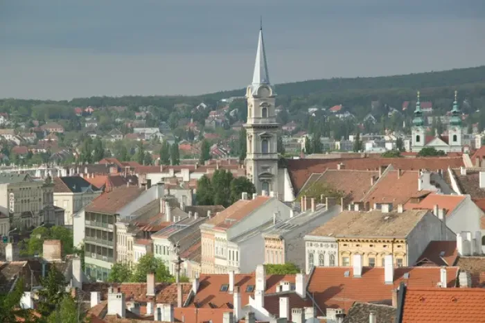 Framed Print : HUNGARY-WESTERN TRANSDANUBIA-Sopron: Town View / Morning Medieval Town on Austrian Framed Print : HUNGARY-WESTERN TRANSDANUBIA-Sopron: Town View / Morning Medieval Town on Austrian