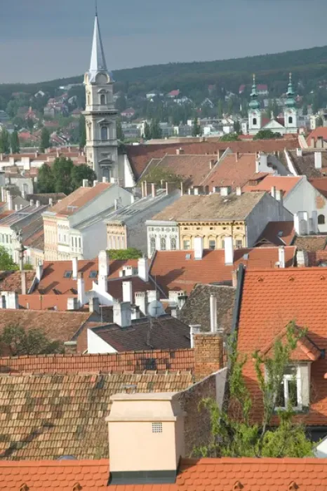 Framed Print : HUNGARY-WESTERN TRANSDANUBIA-Sopron: Town View  /  Morning Medieval Town on Austrian