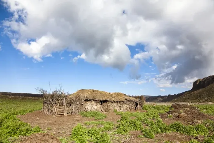 Framed Print : huts of local Oromo nomads at Keyrensa in the Bale Mts