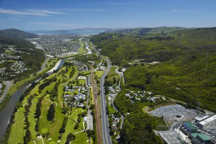 Framed Print : Hutt River, Manor Park Golf Course and State Highway Two, Lower Hutt, Wellington Framed Print : Hutt River, Manor Park Golf Course and State Highway Two, Lower Hutt, Wellington
