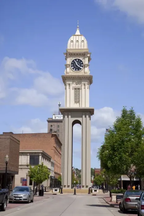 Framed Print : IA, Dubuque, Town Clock Plaza, Town clock originally erected atop a building in 1873 Framed Print : IA, Dubuque, Town Clock Plaza, Town clock originally erected atop a building in 1873