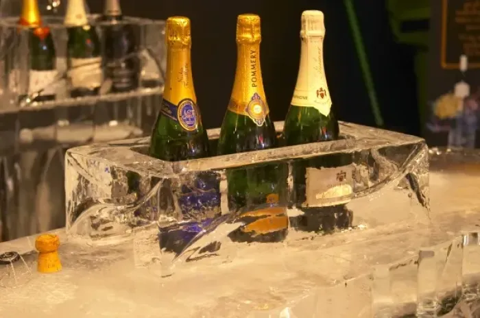 Framed Print : An ice bar with champagne coolers in pure ice