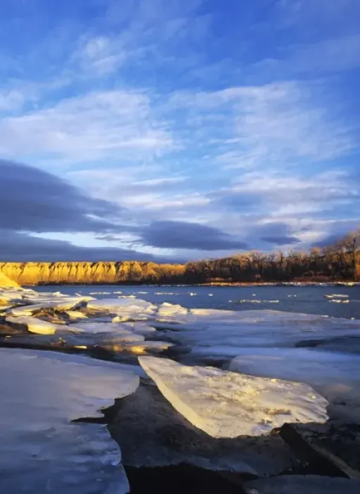 Framed Print : Ice chards along the cliffs of the Missouri River near Fort Benton, Montana, USA