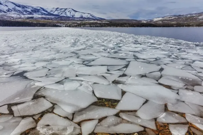 Framed Print : Ice flows at spring breakup on Lake McDonald in Glacier National Park, Montana, USA Framed Print : Ice flows at spring breakup on Lake McDonald in Glacier National Park, Montana, USA
