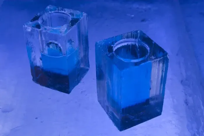 Framed Print : Ice Glasses with Vodka based drink, Jukkasjarvi, Northern Sweden
