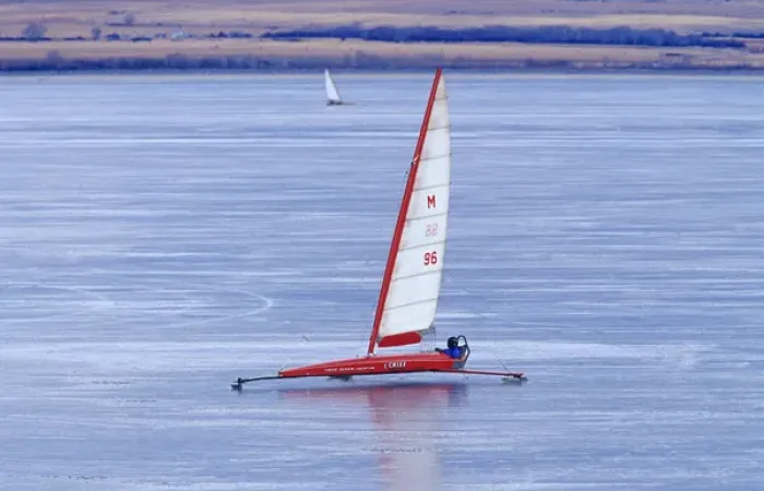Framed Print : Ice sailing on Canyon Ferry Lake near Townsend Montana Framed Print : Ice sailing on Canyon Ferry Lake near Townsend Montana