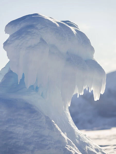 Iceberg frozen into the sea ice of the Uummannaq fjord system during winter
