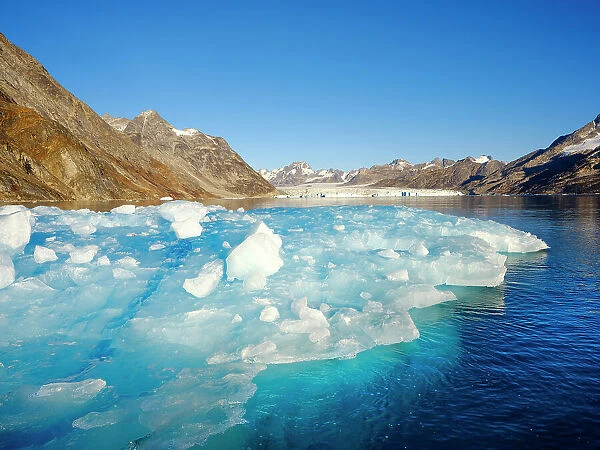 Iceberg in front of Knud Rasmussen Glacier (also called Apuseeq Glacier) in Sermiligaaq Fjord, Ammassalik, Danish Territory