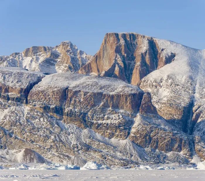 Framed Print : Icebergs in front of Appat Island, frozen into the sea ice of the Uummannaq fjord system