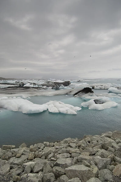 Icebergs floating in Jokulsarlon glacial lagoon, South coast, Iceland