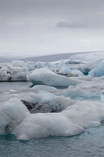 Icebergs floating in Jokulsarlon glacial lagoon, South coast, Iceland