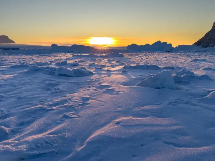 Framed Print : Icebergs frozen into the sea ice of the Uummannaq fjord system during winter