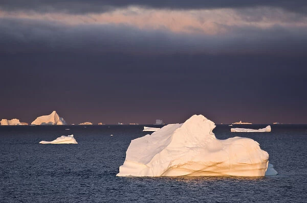 Icebergs at sunrise Cape York Weast Coast of Greenland