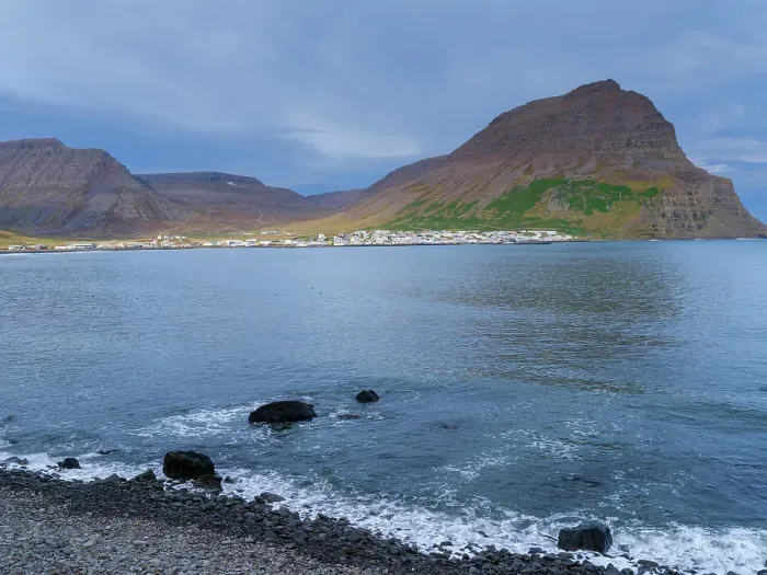 Framed Print : Iceland, Bolungarvik at fjord Isafjardardjup. The Westfjords (Vestfirdir) during autumn
