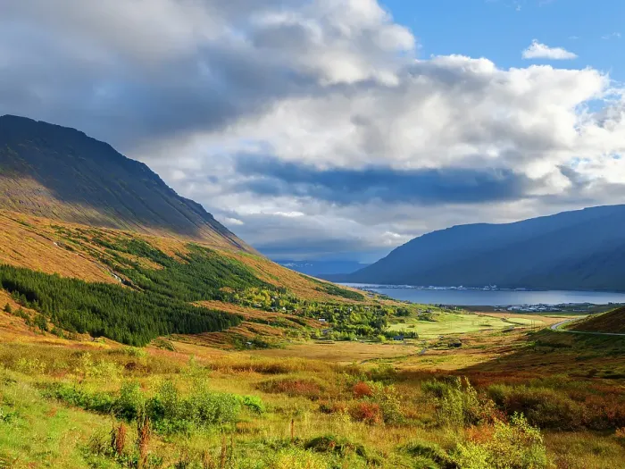 Framed Print : Iceland, Engidalur and Isafjordur. Capital of the Westfjords during autumn Framed Print : Iceland, Engidalur and Isafjordur. Capital of the Westfjords during autumn