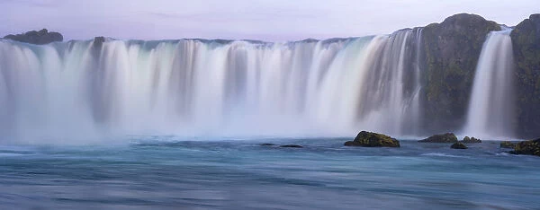 Iceland, Godafoss Waterfall. The waterfall stretches over 30 meters with multiple