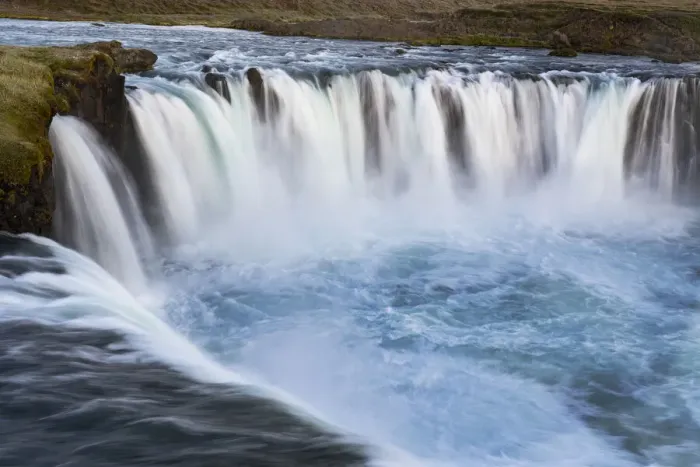 Framed Print : Iceland, Godafoss waterfall. The waterfall stretches over 30 meters with multiple small
