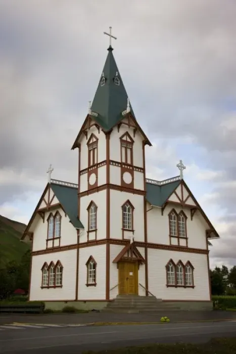 Framed Print : Iceland, HusavIk. Christian church built in 1907