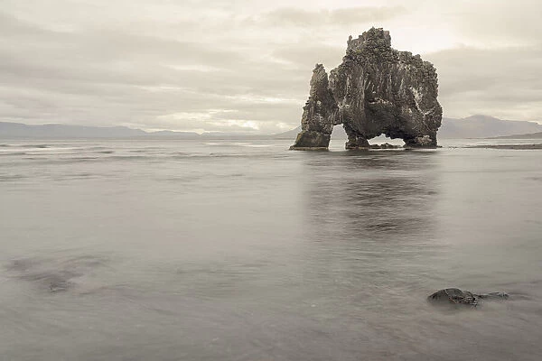 Iceland, Hvitserkur. This sea stack or monolith represents a legend that it was a troll