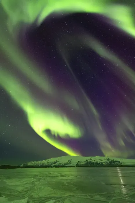 Framed Print : Iceland, Jokulsarlon Glacier Lagoon, Aurora Borealis
