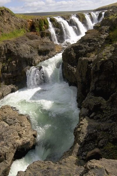 Iceland, Kolugljufur waterfall and canyon