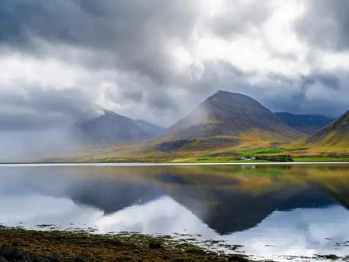 Framed Print : Iceland. Landscape in Dyrafjordur during autumn